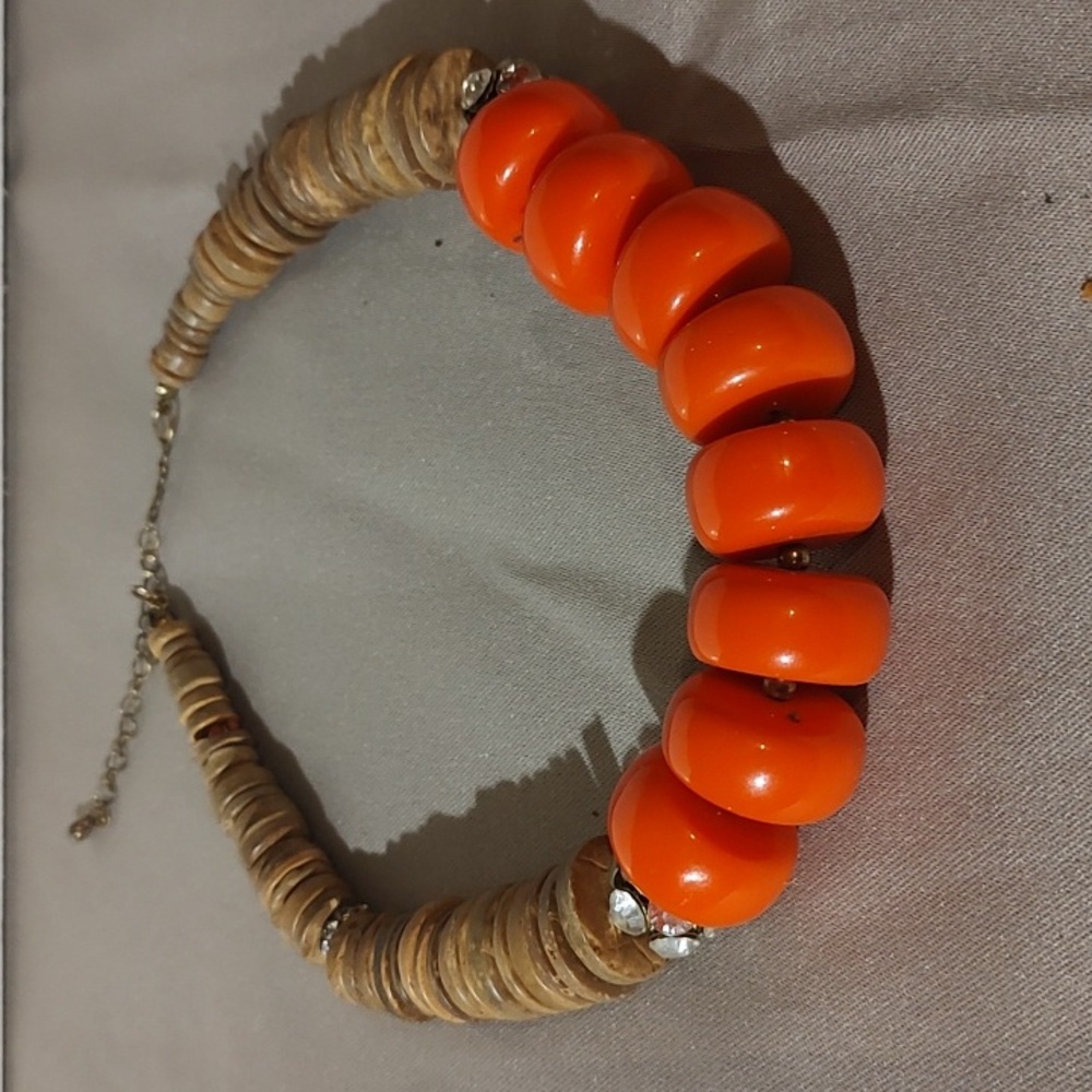 Orange and Brown Beaded Necklace